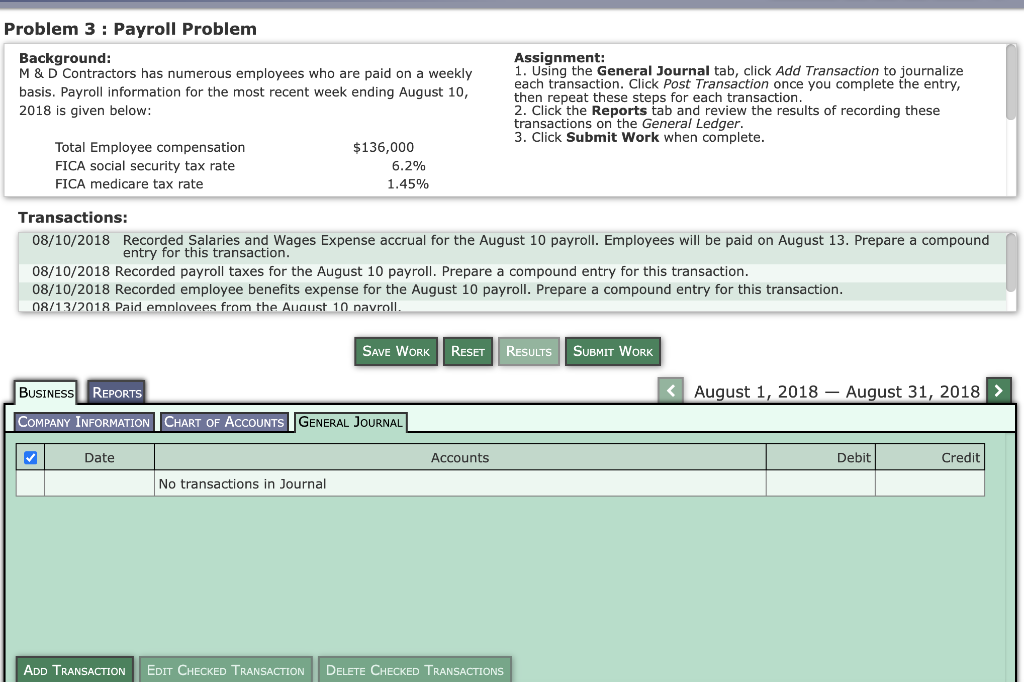 Problem 3 : Payroll Problem Background: