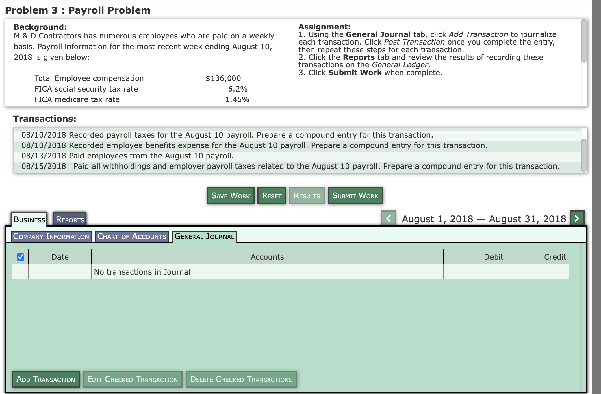 Problem 3 : Payroll Problem Background: