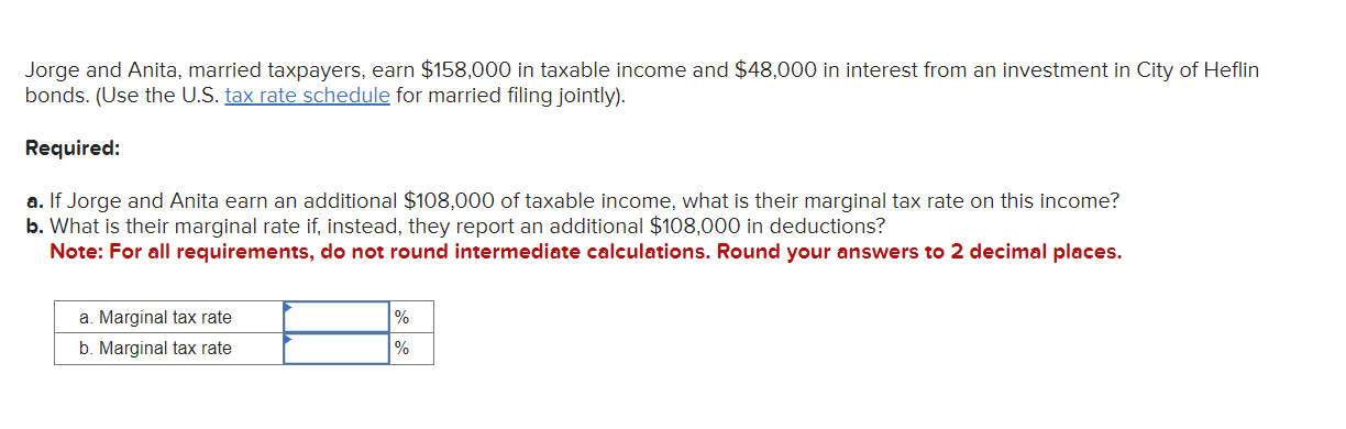 Jorge and Anita, married taxpayers, earn $158,000