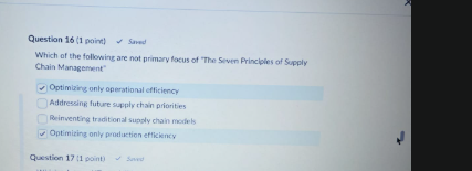 ans Question 16 (1 paira) . Saved Which of the