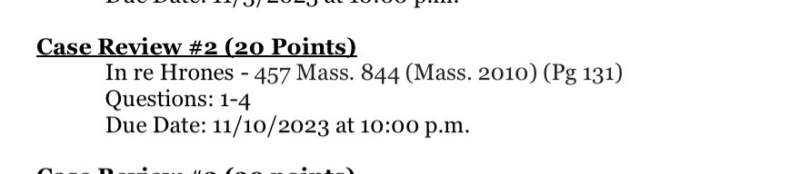 Case Review #2 (20 Points) In re Hrones - 457