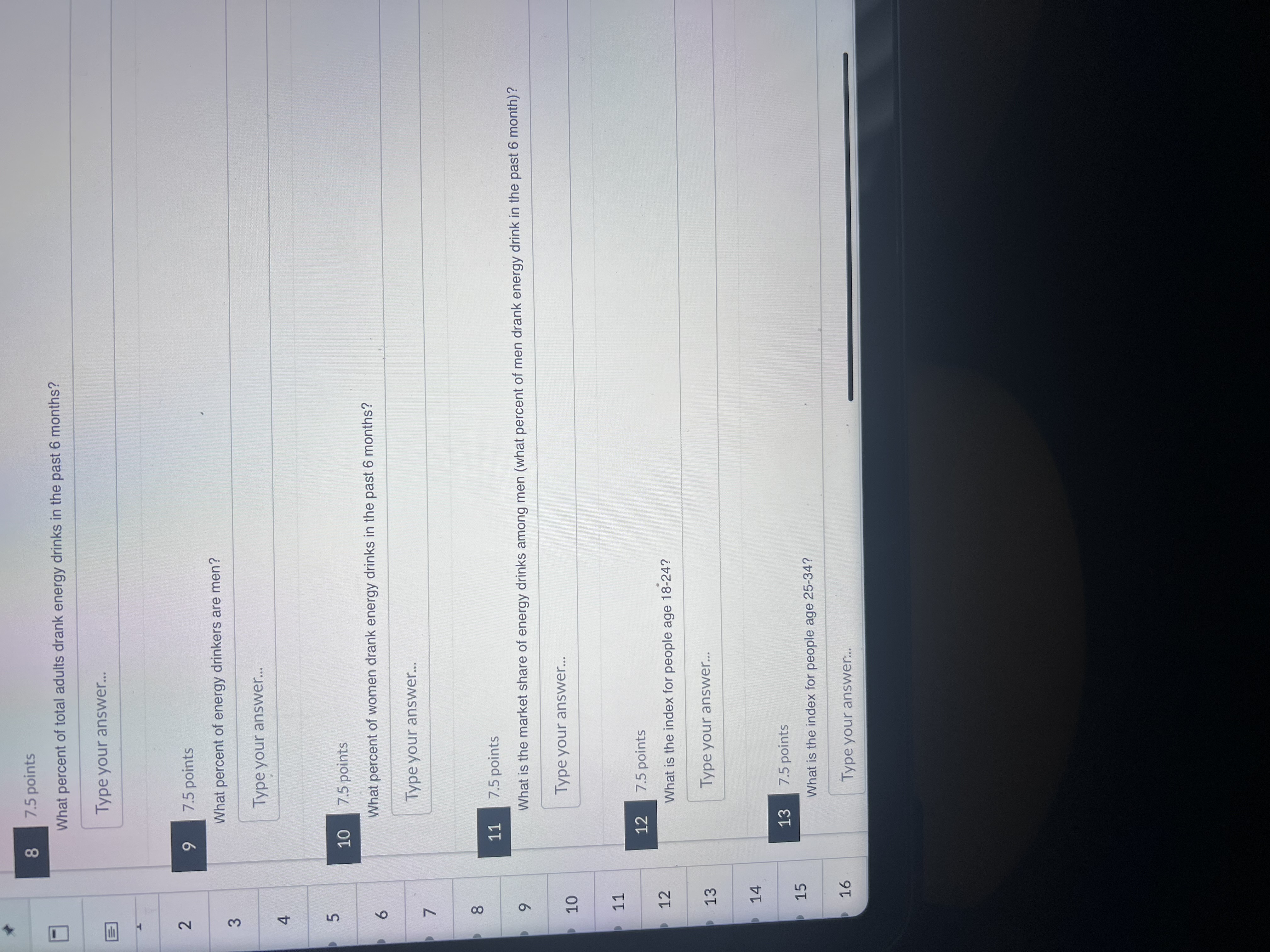 can you answer all the questions from 7-16