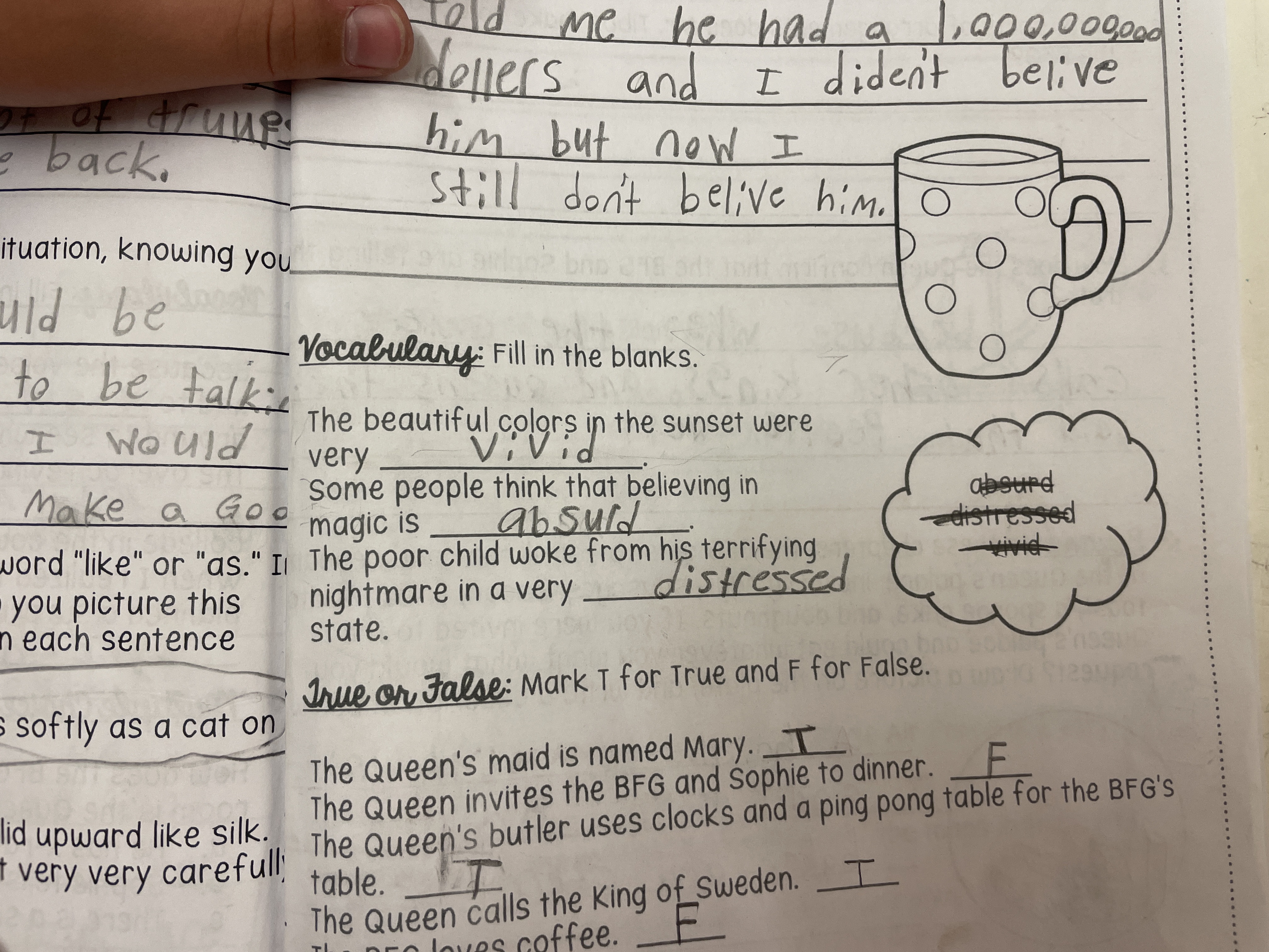 Solve the exercise are the words vivid,