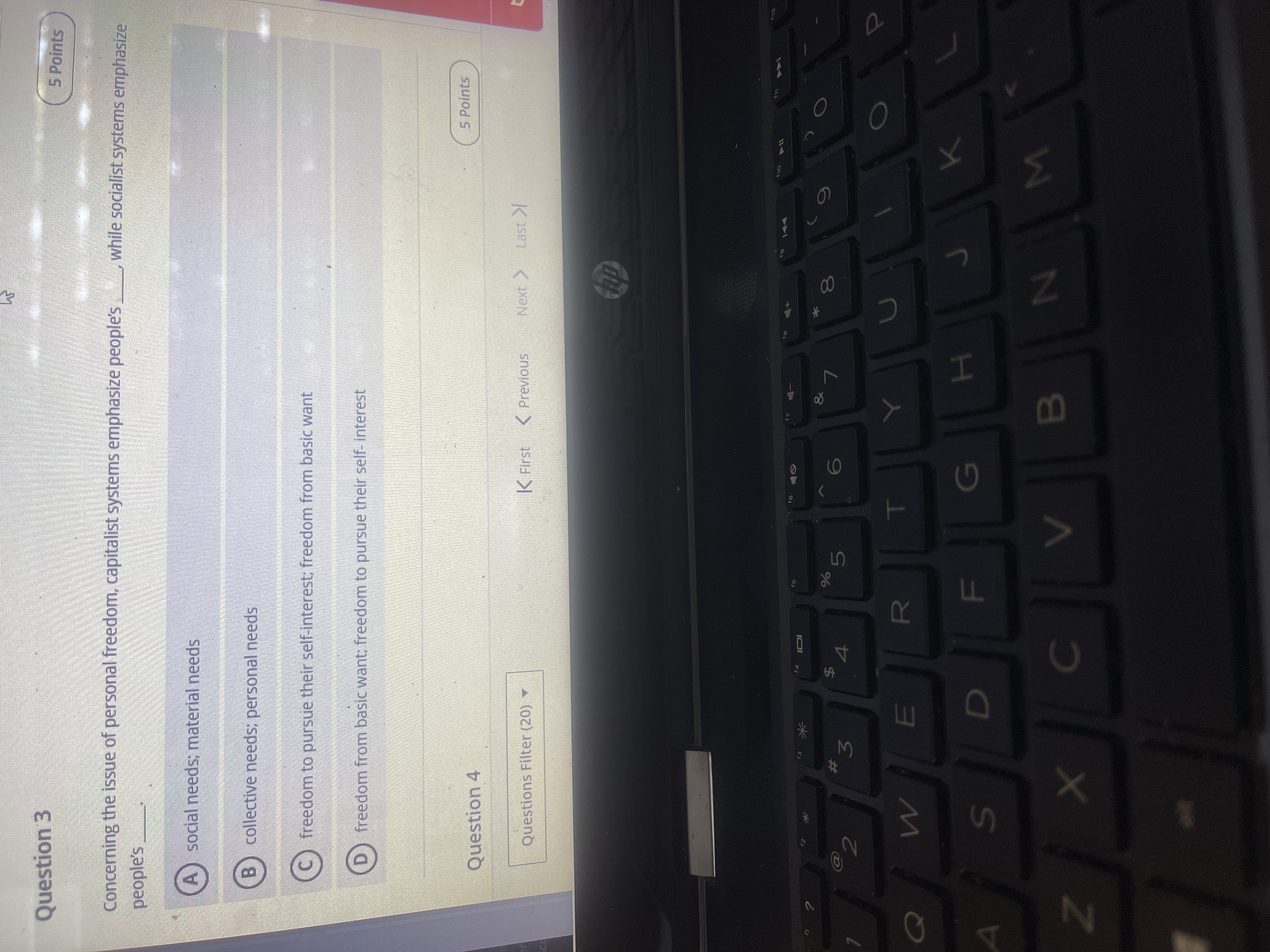 Question 3 5 Points Concerning the issue of