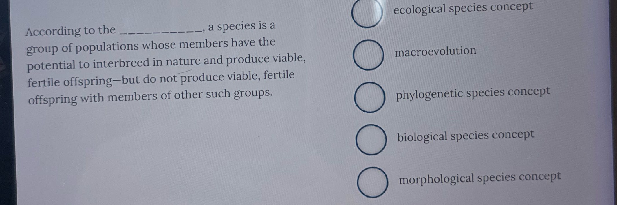 solve ecological species concept According to the