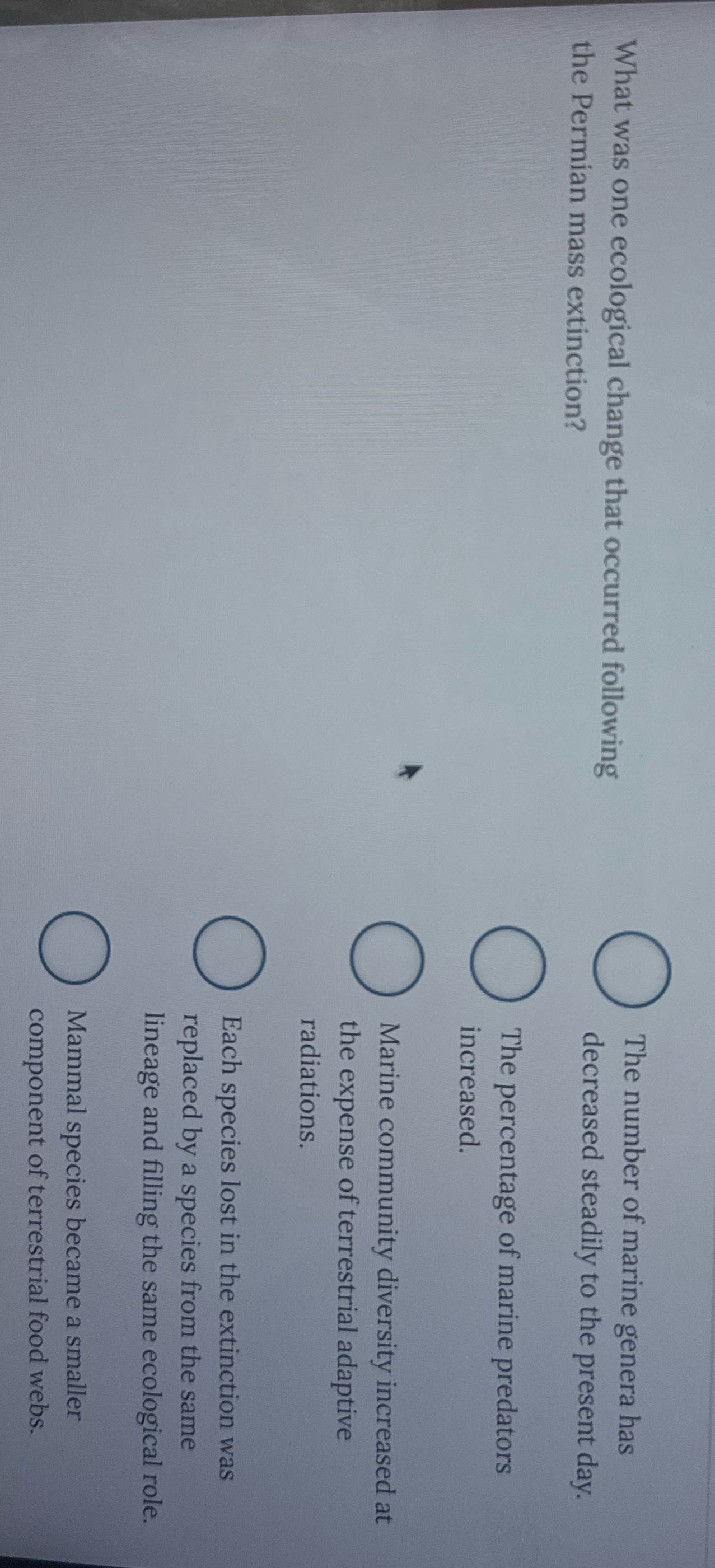 solve O The number of marine genera has What was