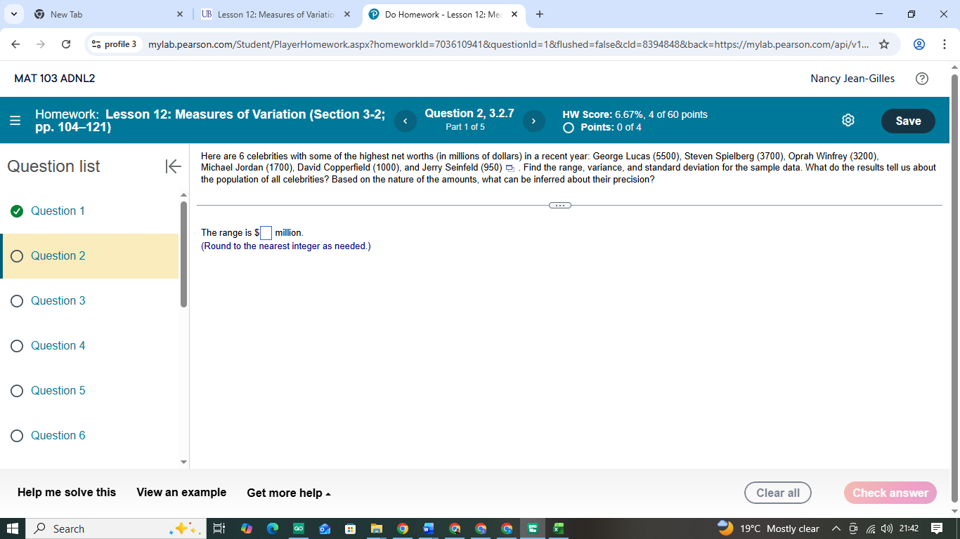 v 9 New Tab * UB Lesson 12: Measures of Variation