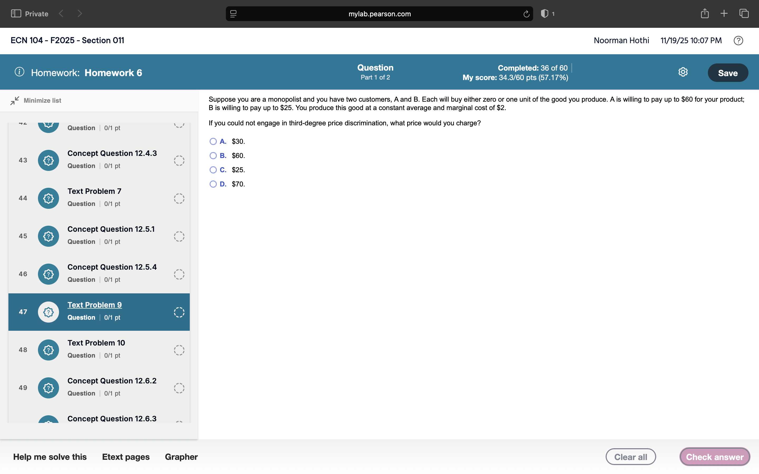 can you answer in my math lab by Pearson form |