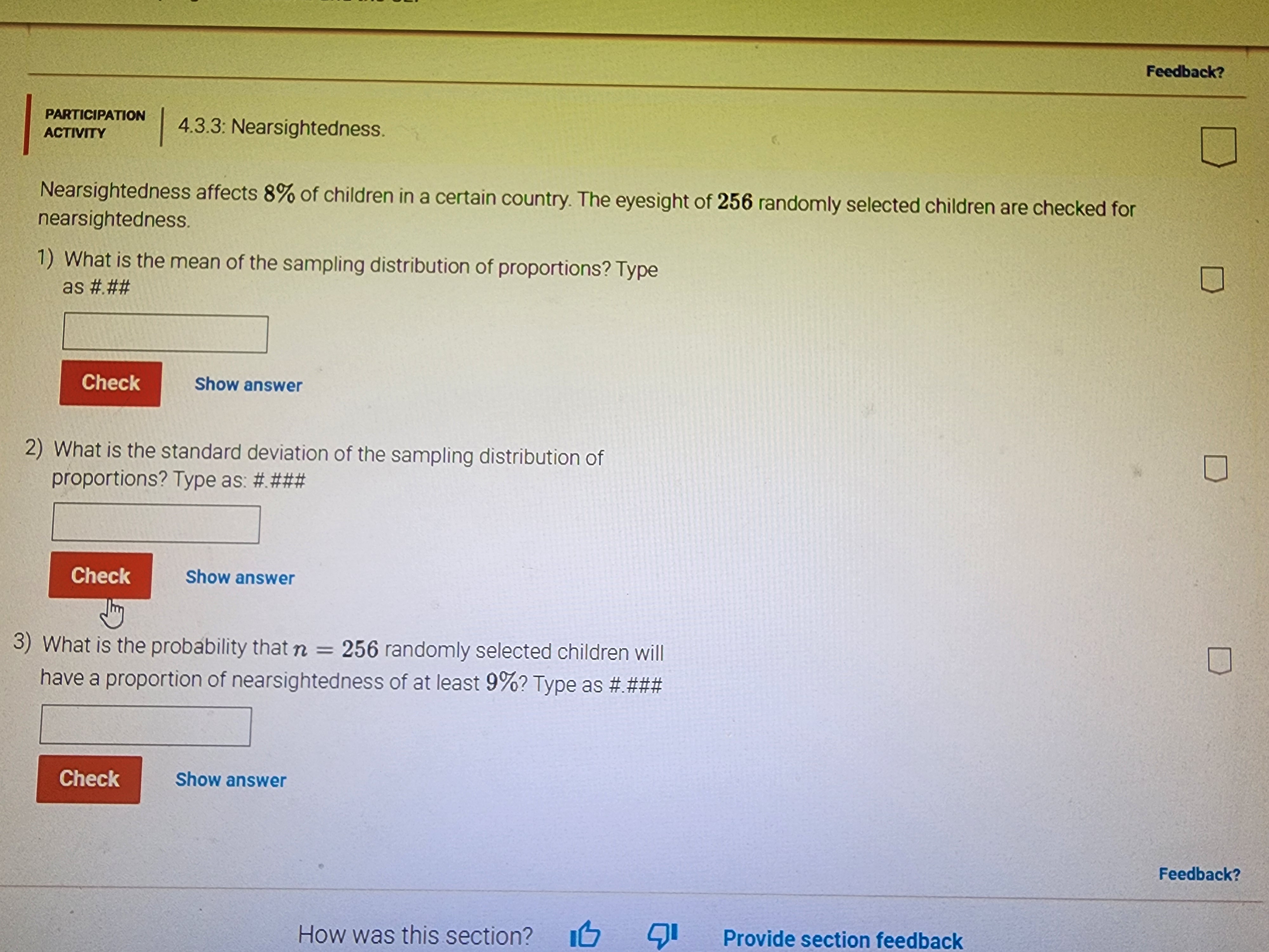 Feedback? PARTICIPATION ACTIVITY 4.3.3: