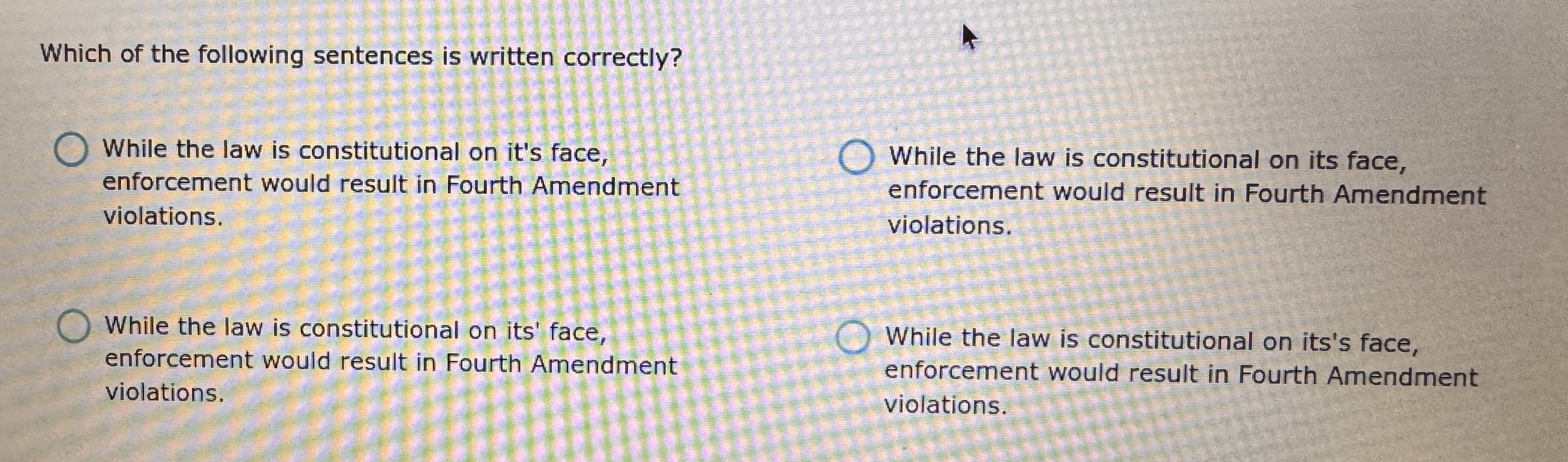 Which of the following sentences is written