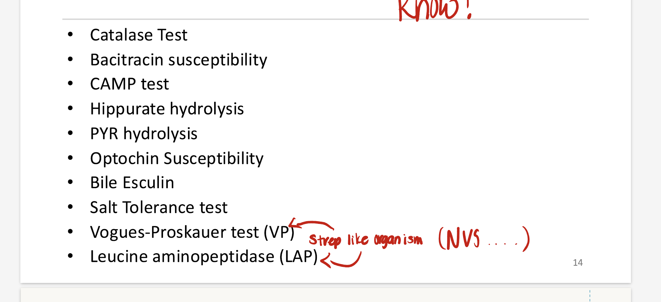explain each test know ! . Catalase Test .