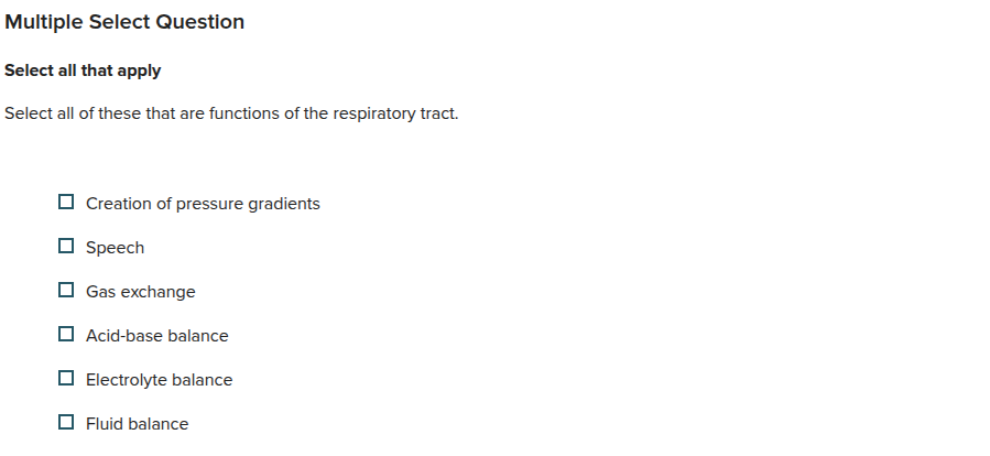 Multiple Select Question Select all that apply