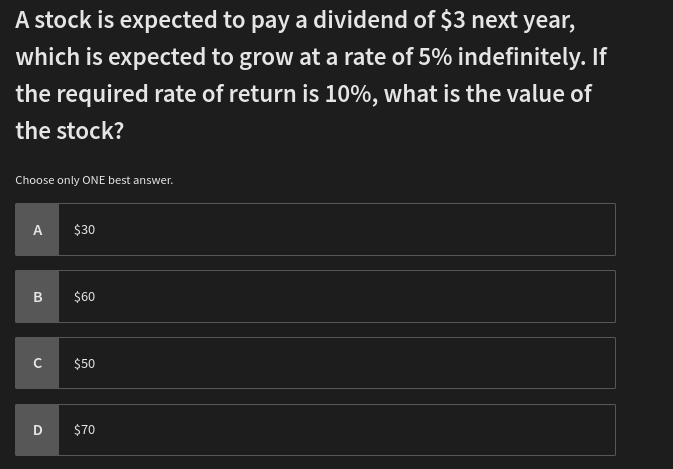 how to solve A stock is expected to pay a