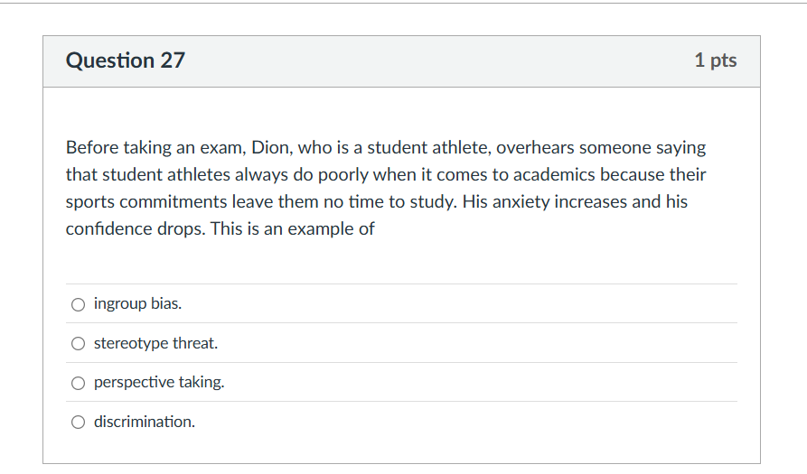 solve Question 27 1 pts Before taking an exam,