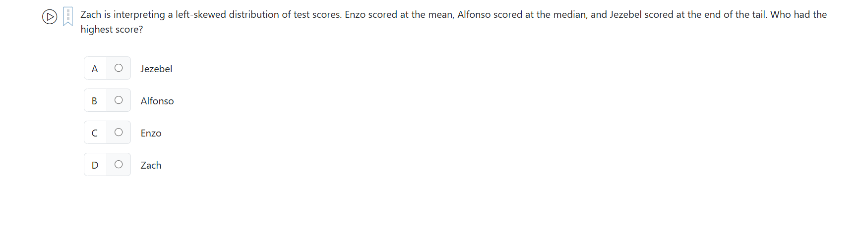 s D highest score? Zach is interpreting a