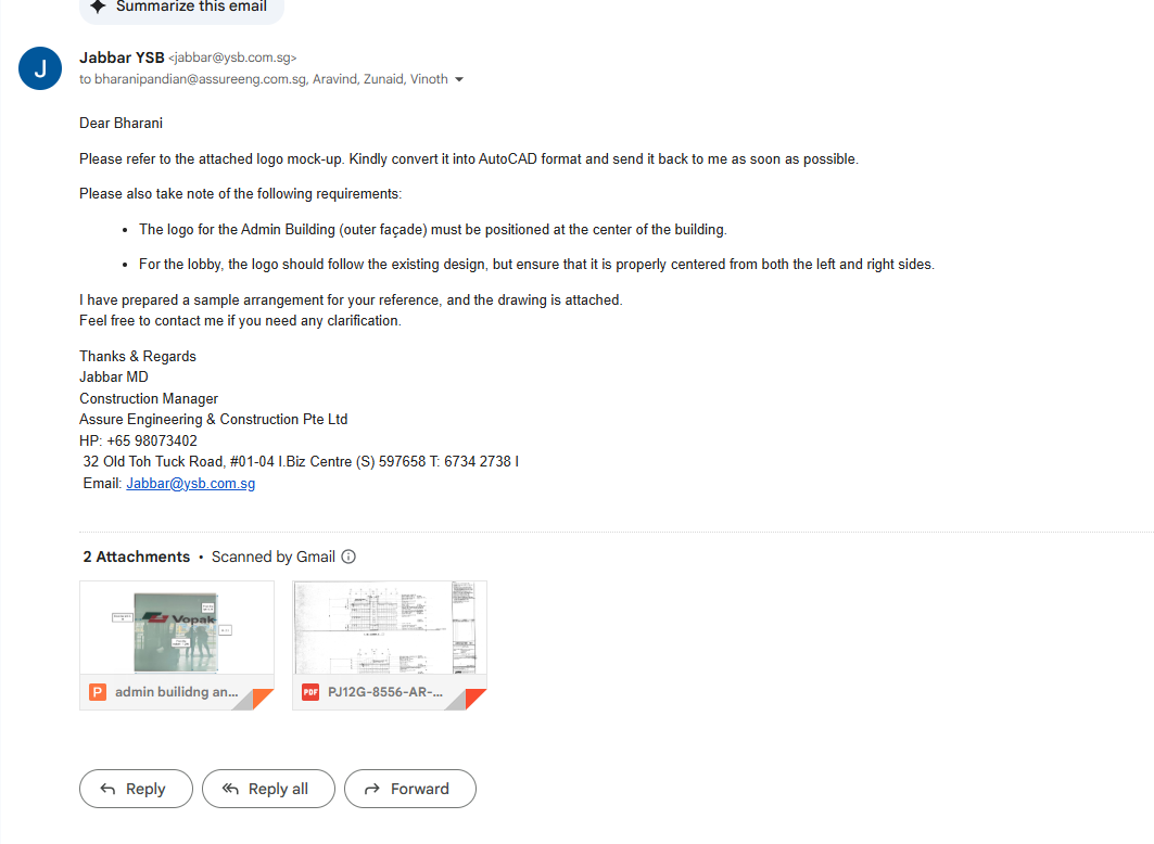 photo Summarize this email Jabbar YSB to