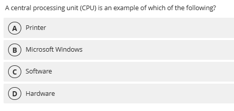 A central processing unit (CPU) is an example of