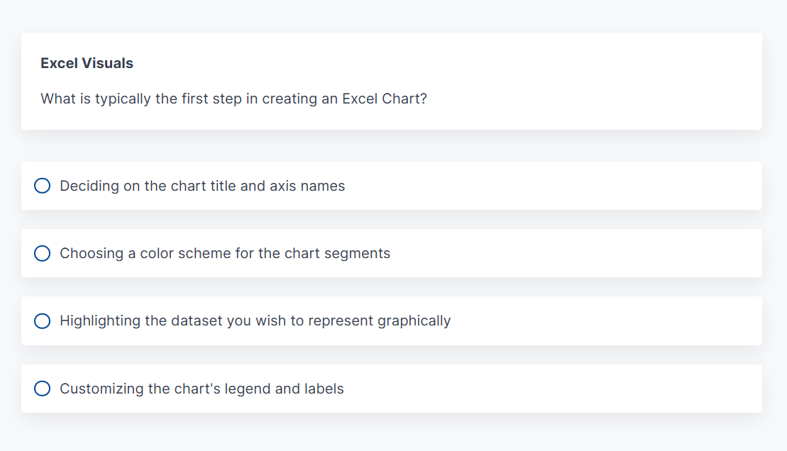 solve Excel Visuals What is typically the first