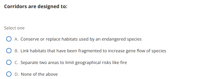 the question Corridors are designed to: Select