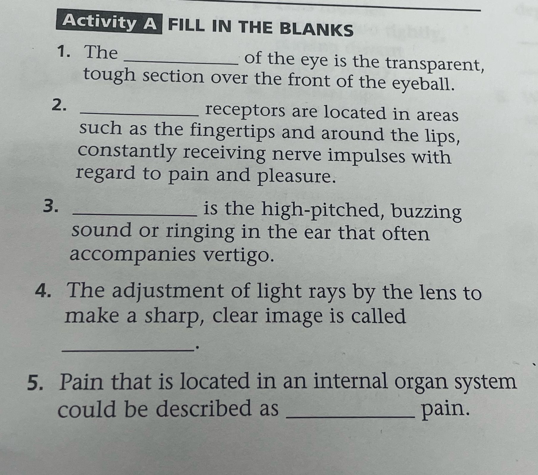 Solve Activity A FILL IN THE BLANKS 1. The of the