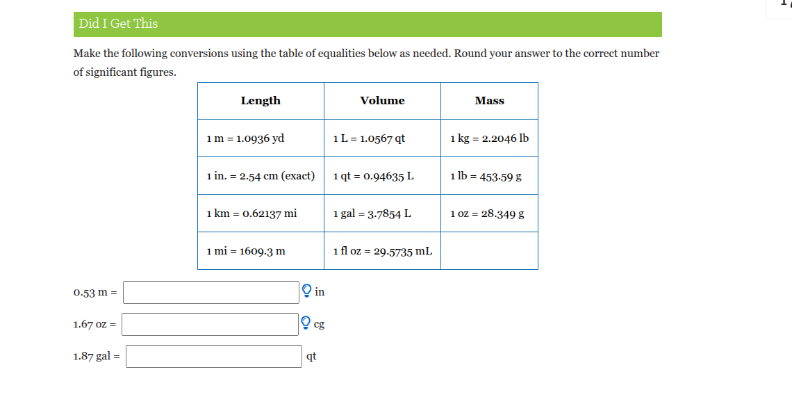Did I Get This Make the following conversions
