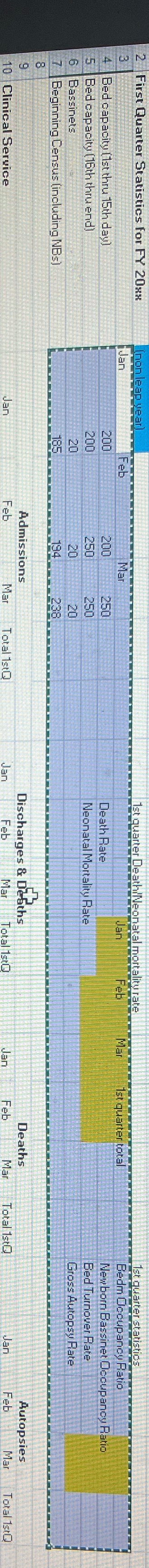 First Quarter Statistics for FY 20xx ist quarter