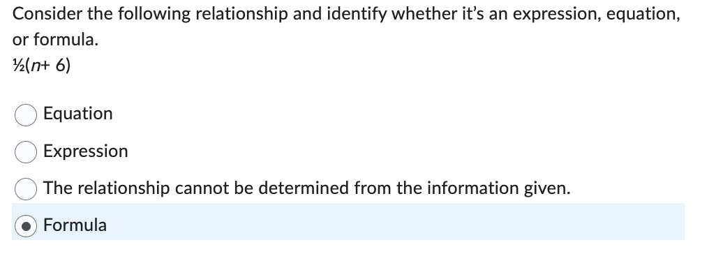 Consider the following relationship and identify