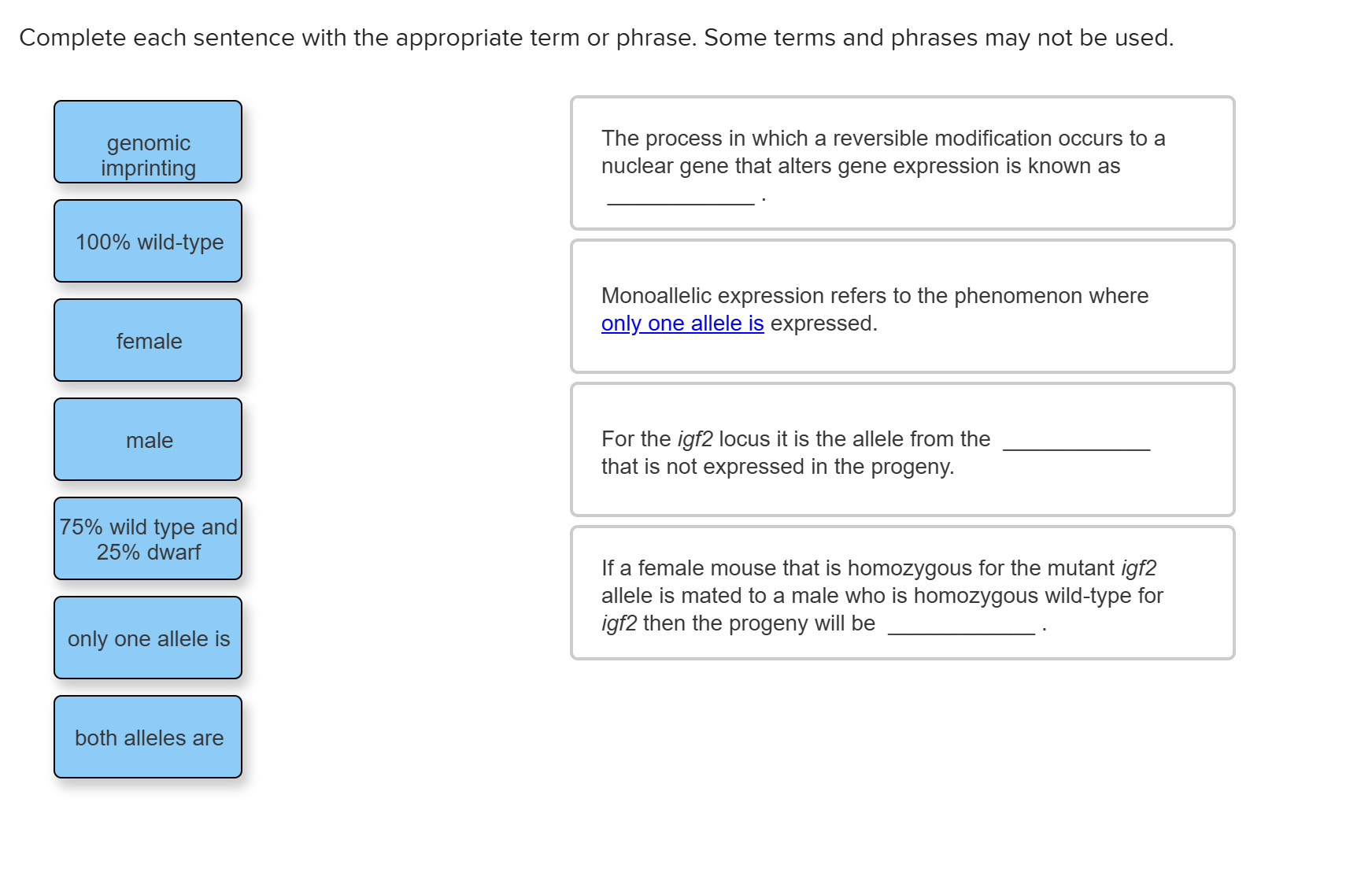 Complete each sentence with the appropriate term