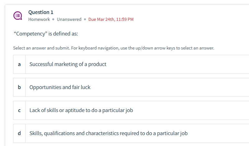 Question 1 Homework Unanswered Due Mar 24th,