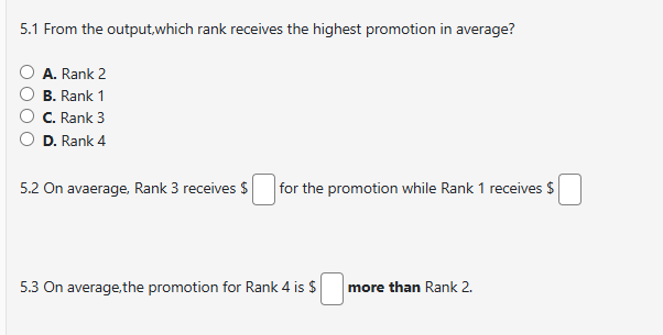 5.1 From the output.which rank receives the