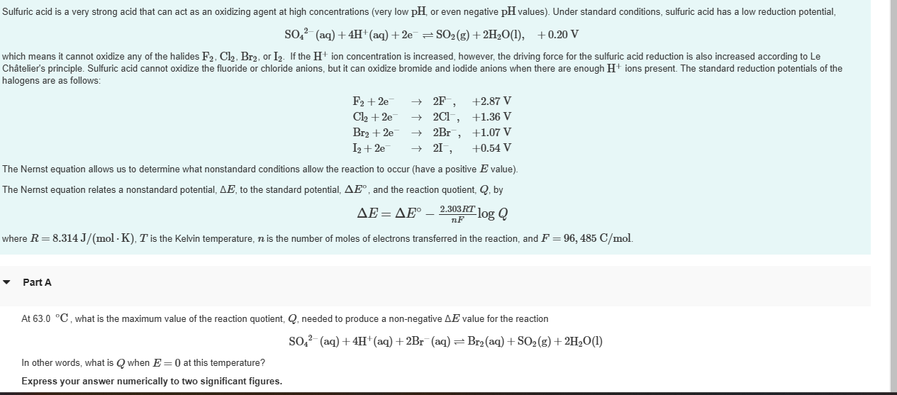 What pH is needed to produce this value of Q if