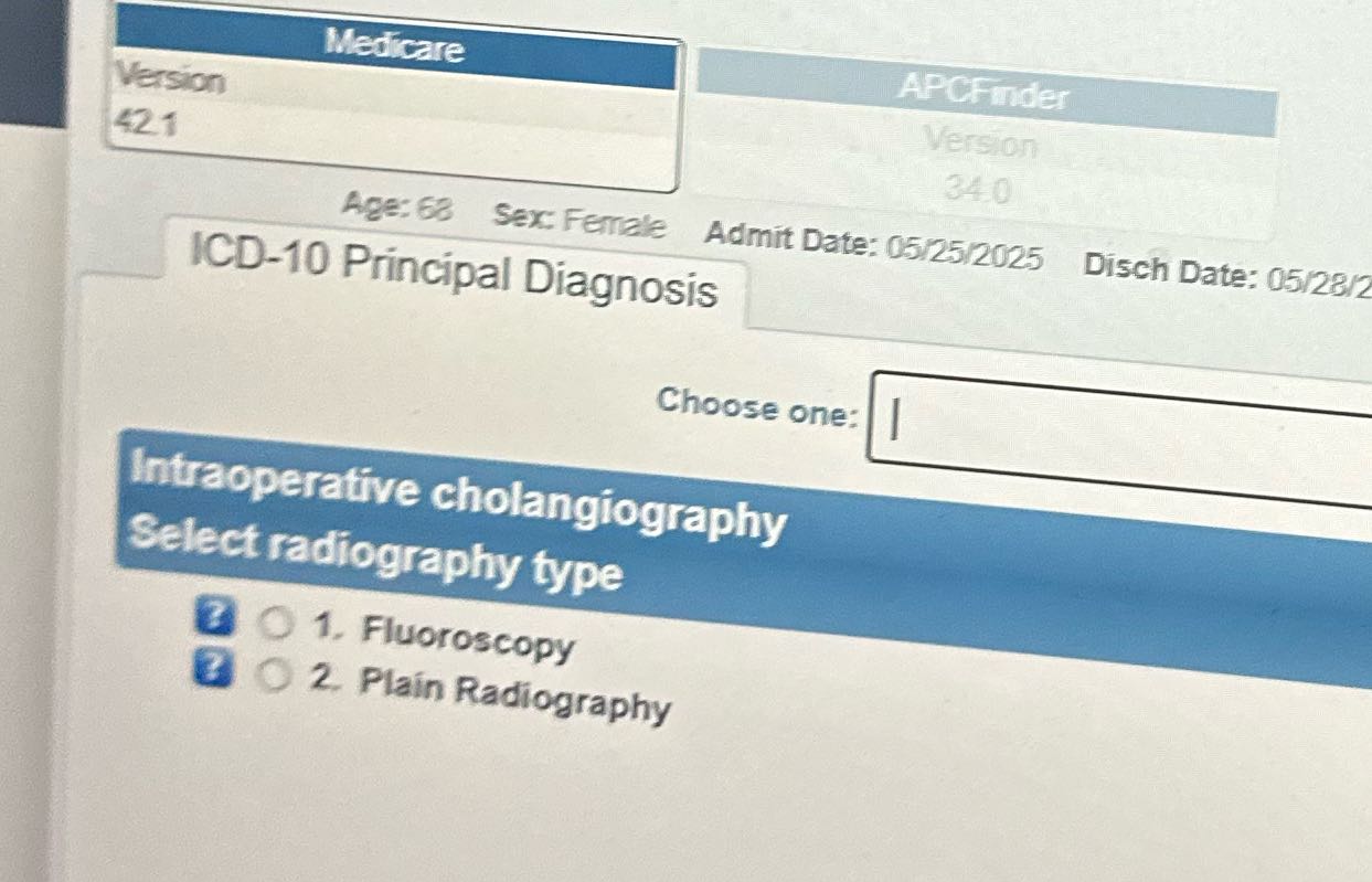 Which one? Medicare APCFinder Version Version 42