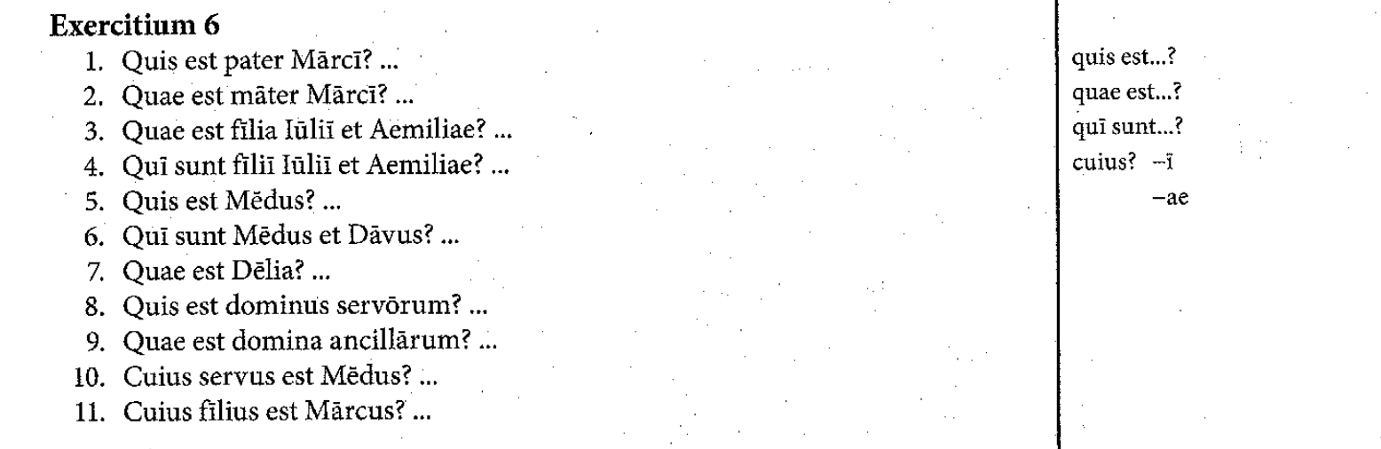 do this latin home work only give me the answers