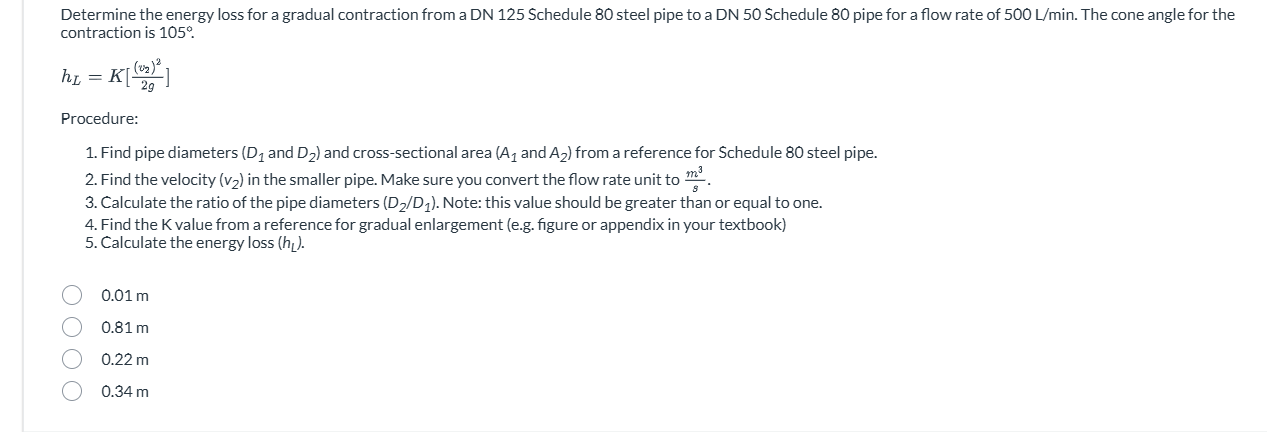Determine the energy loss for a gradual