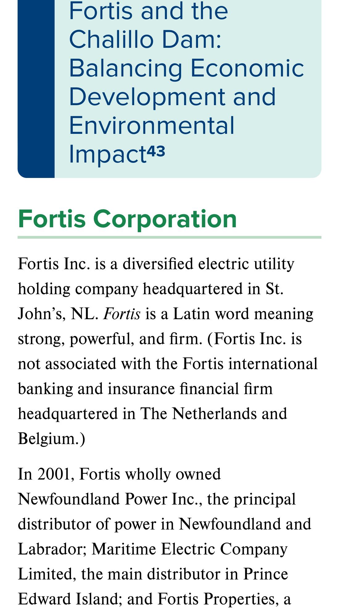 Find the case Fortis and the Chalillo Dam: