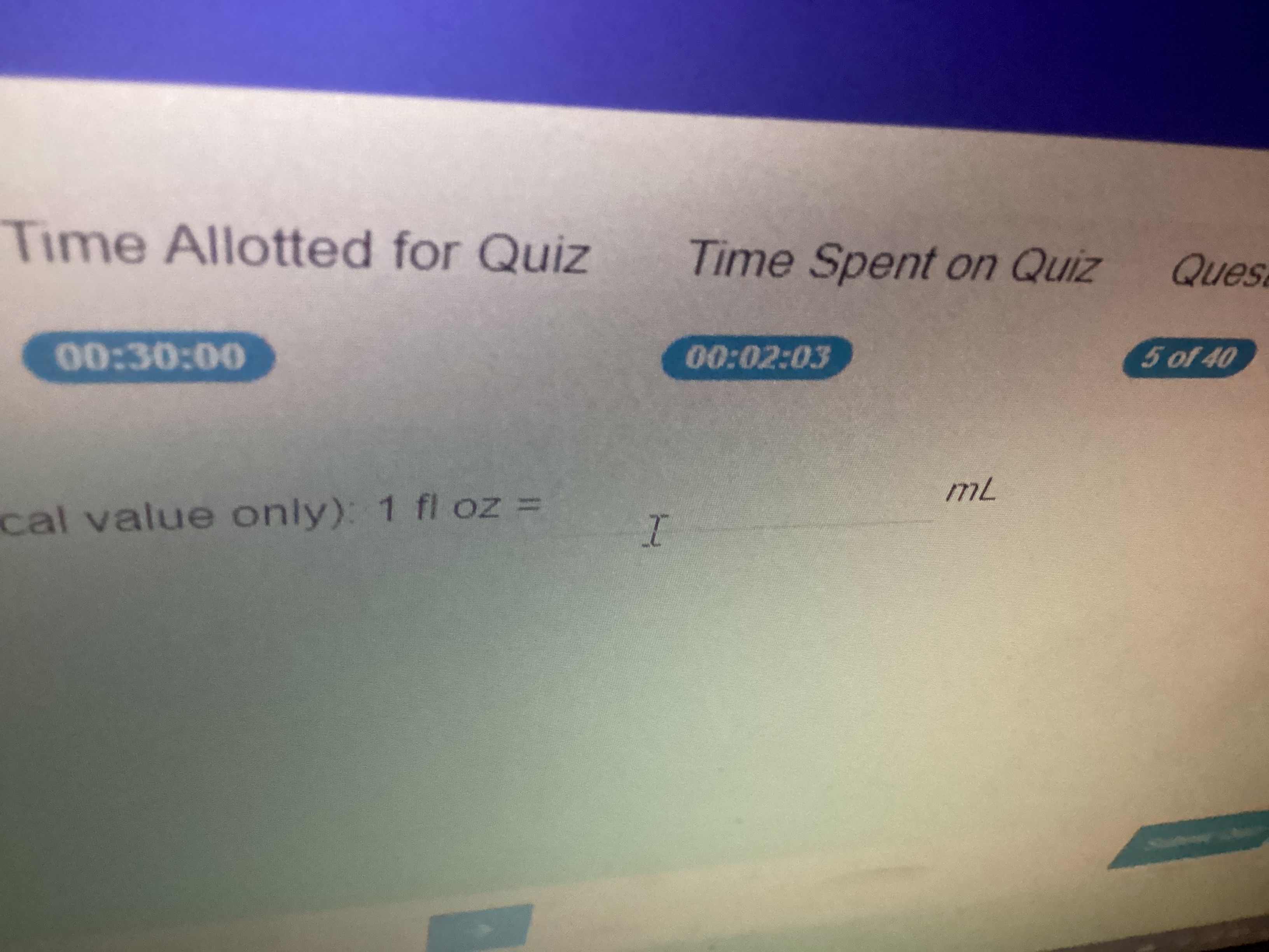 A Time Allotted for Quiz Time Spent on Quiz Ques