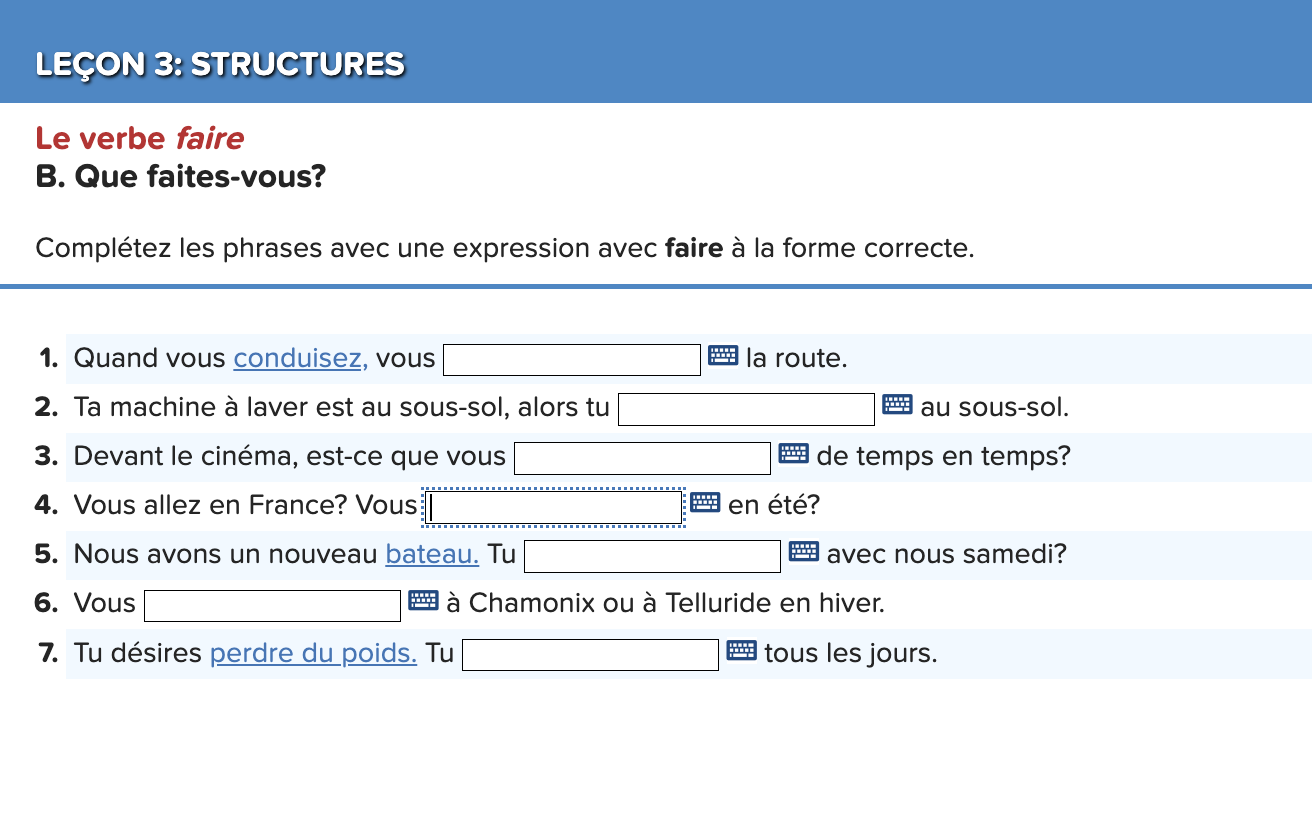 fill in the blanks using the correct form of the