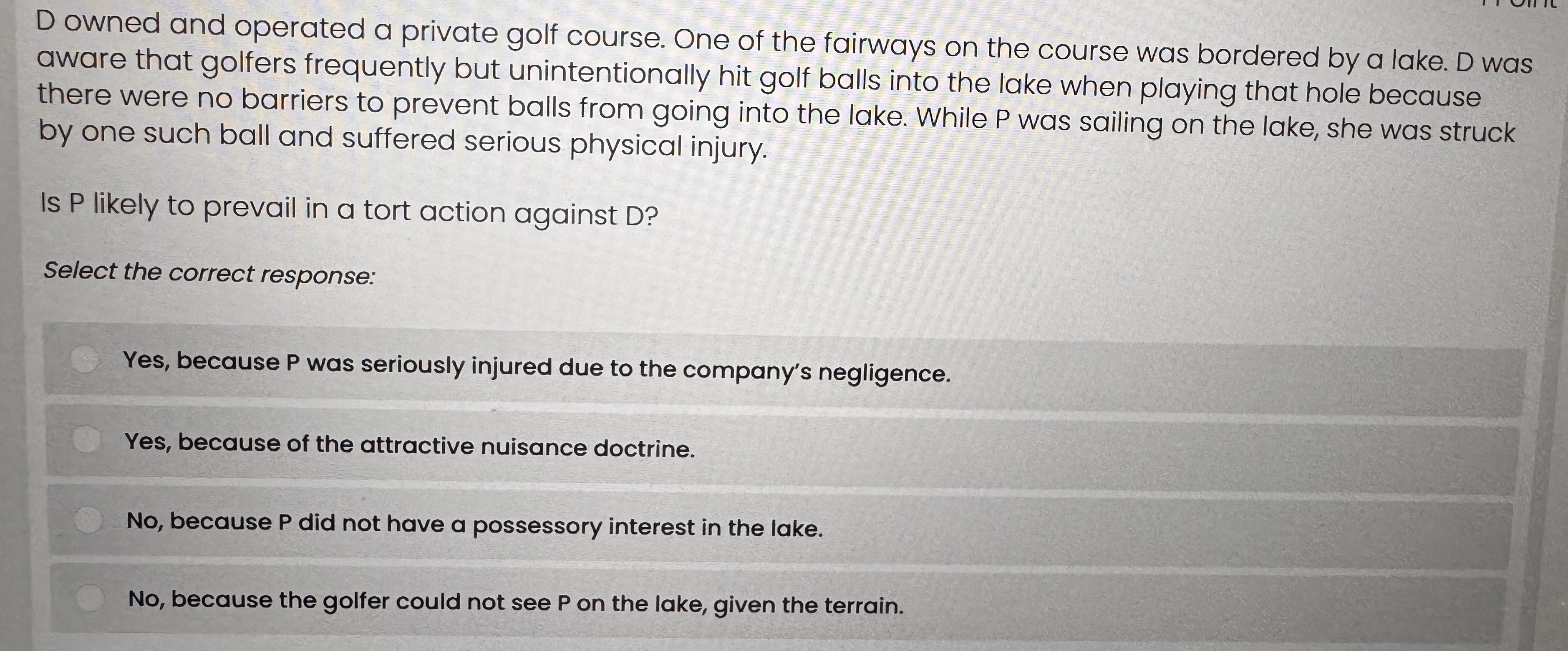 D owned and operated a private golf course. One