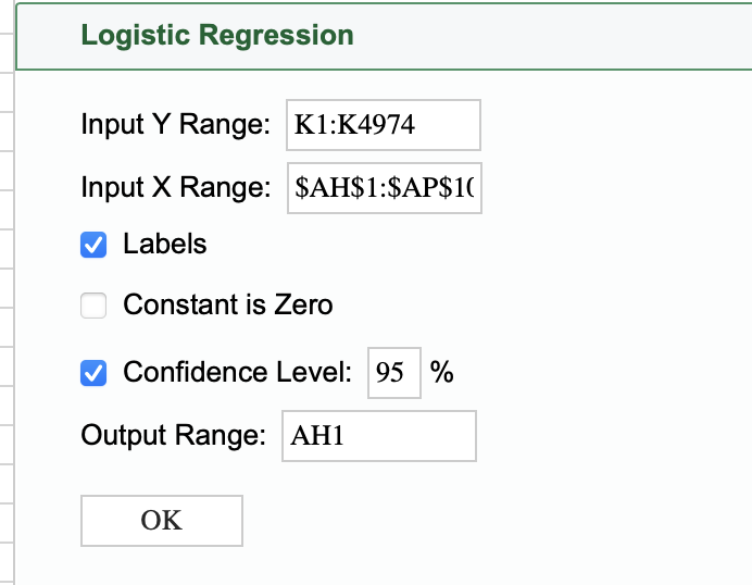 this is all i see | Logistic Regression Input Y