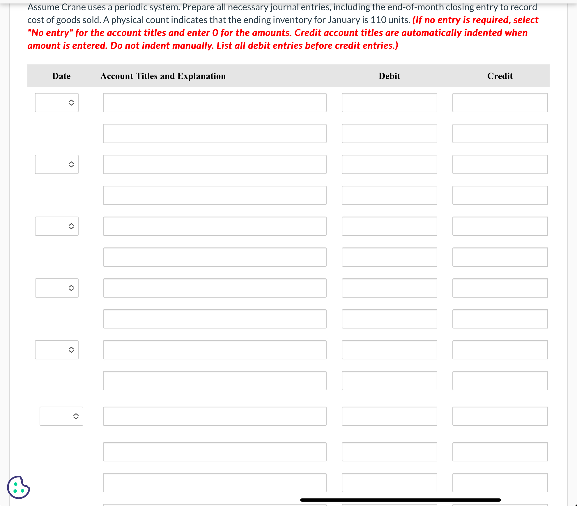 Get solution Assume Crane uses a periodic system.