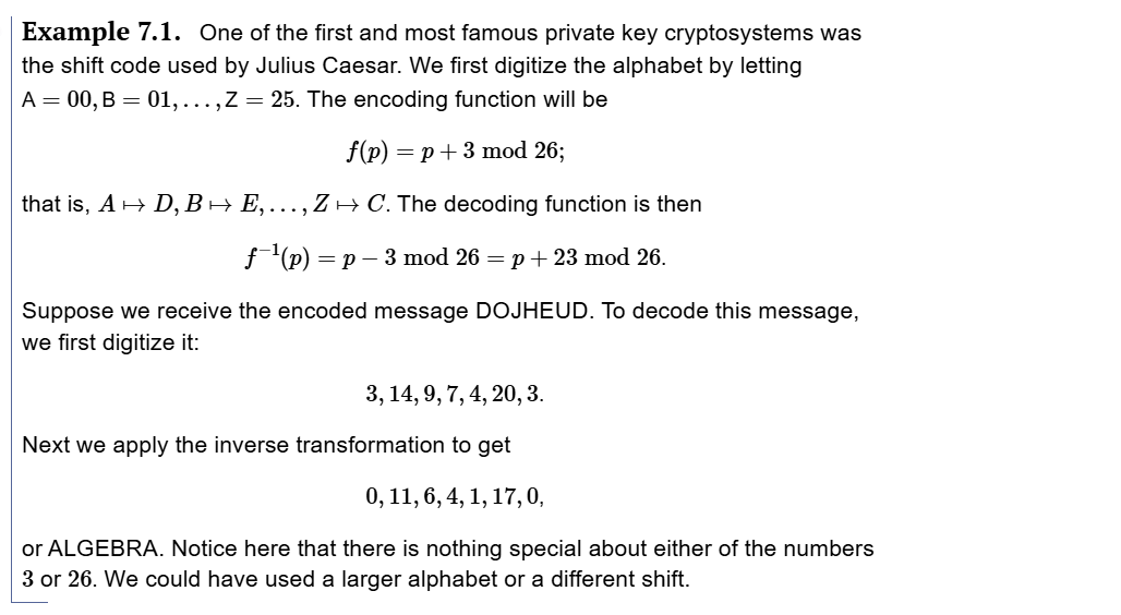 hel me understand Example 7.1. One of the first