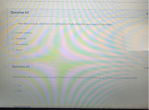 a D Question 64 1 disorders include