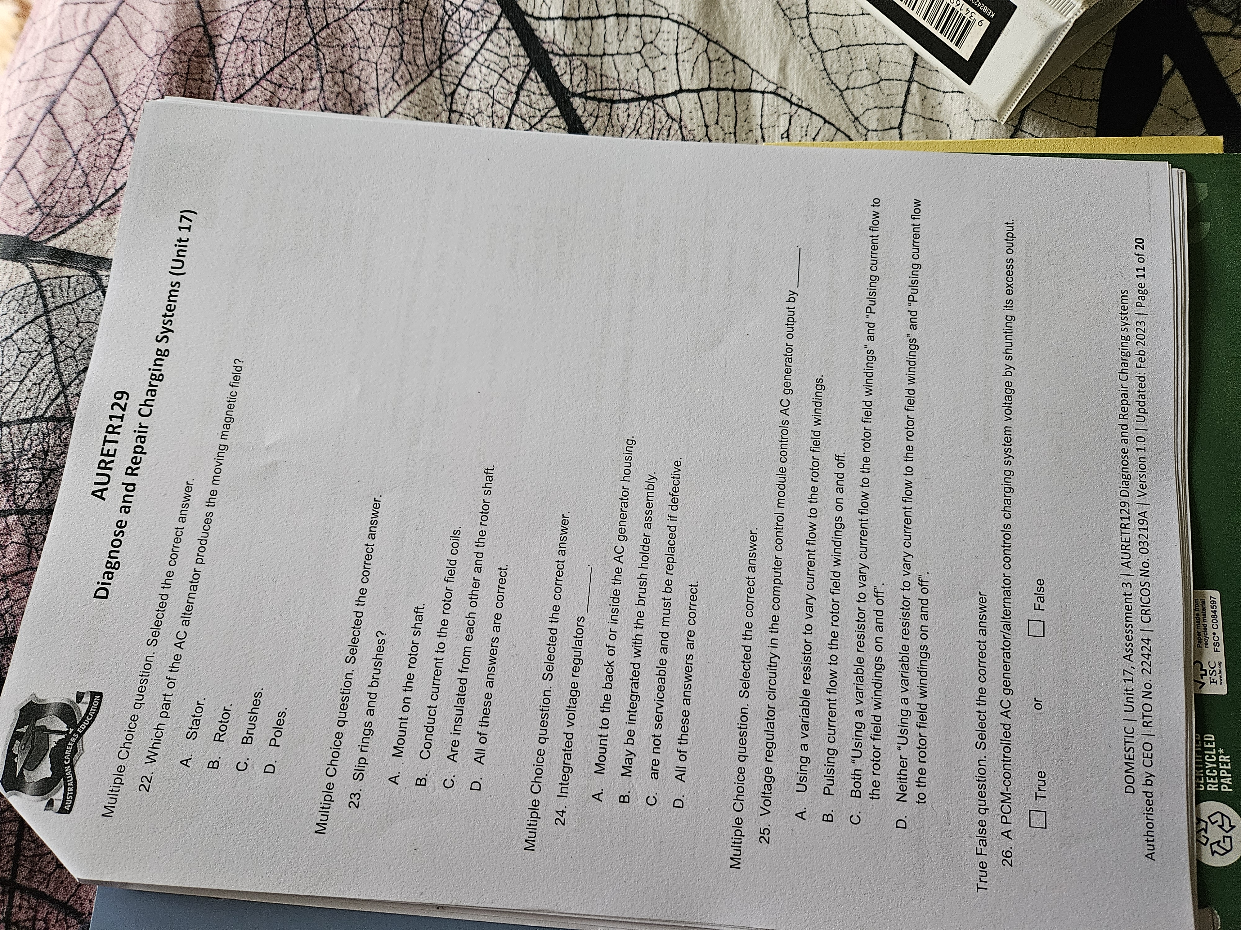 Can you help with these questions? AUSTRALIAN