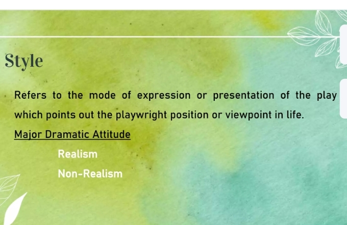 Explain Style Refers to the mode of expression or