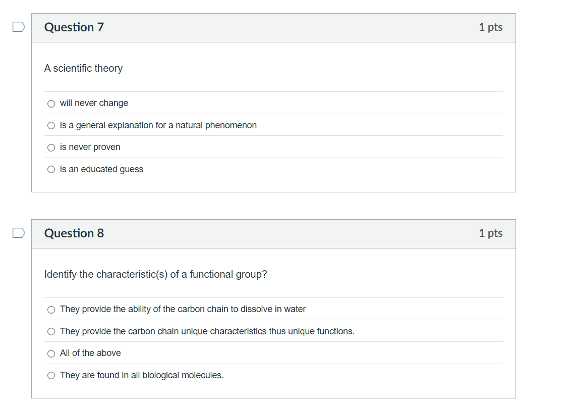 solve this Question 7 1 pts A scientific theory