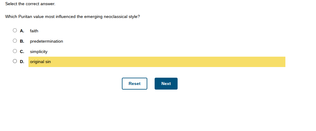 dih Select the correct answer. Which Puritan