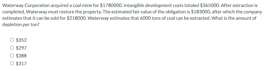 28 Waterway Corporation acquired a coal mine for