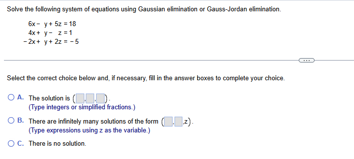Solve the following system of equations using