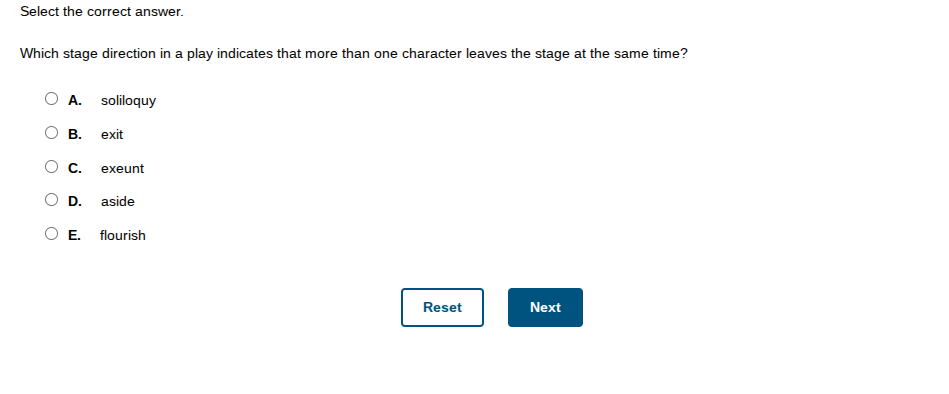 duh Select the correct answer. Which stage