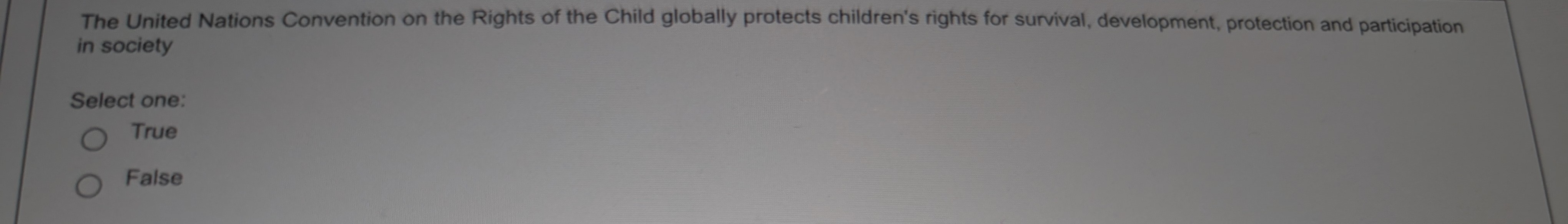 True or false The United Nations Convention on